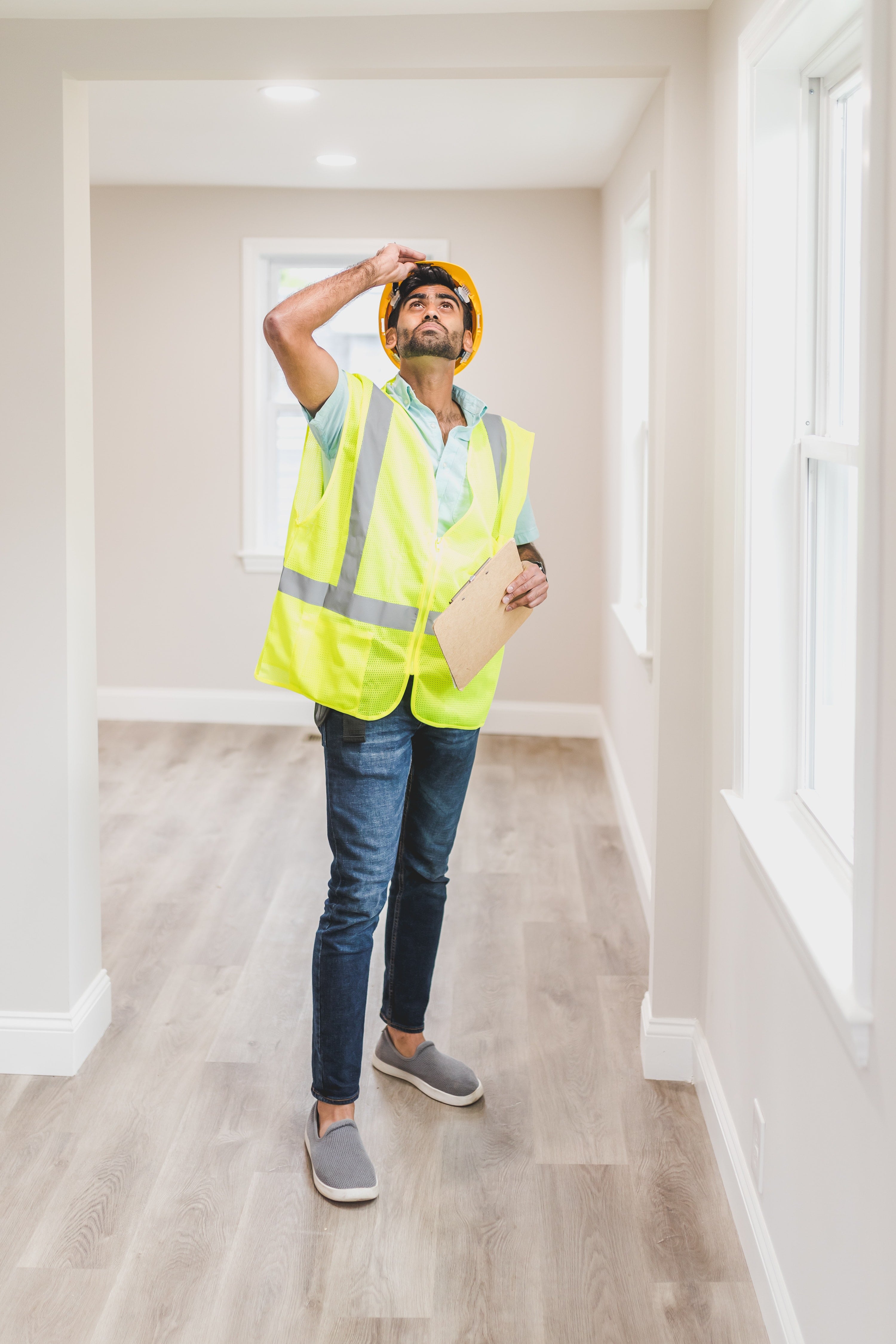 man checking the house interior